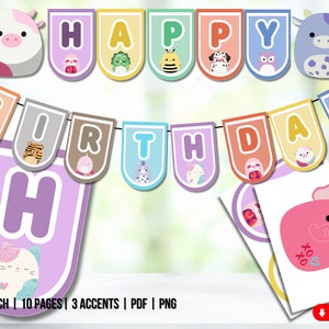 Squishmallow Birthday banner | Kids Party Banner I Printable banner | PDF PNG Instant download |