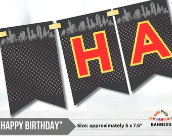 Superhero Birthday Banner | Superhero Party Decorations | Full Alphabet, Numbers, @ #  | Printable Instant Download