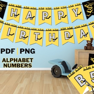 Superheld Geburtstagsbanner | Superhelden Party Dekorationen | PDF PNG | Alphabet, Zahlen | Druckbare Sofort Download