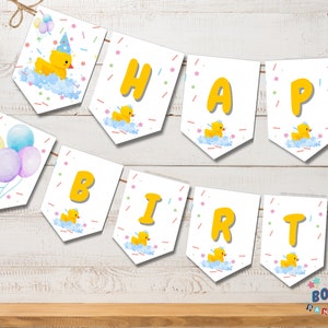 Rubber Duck Birthday Banner Flags - Quack-tastic Celebration Decor