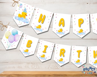 Rubber Duck Birthday Banner Flags - Quack-tastic Celebration Decor