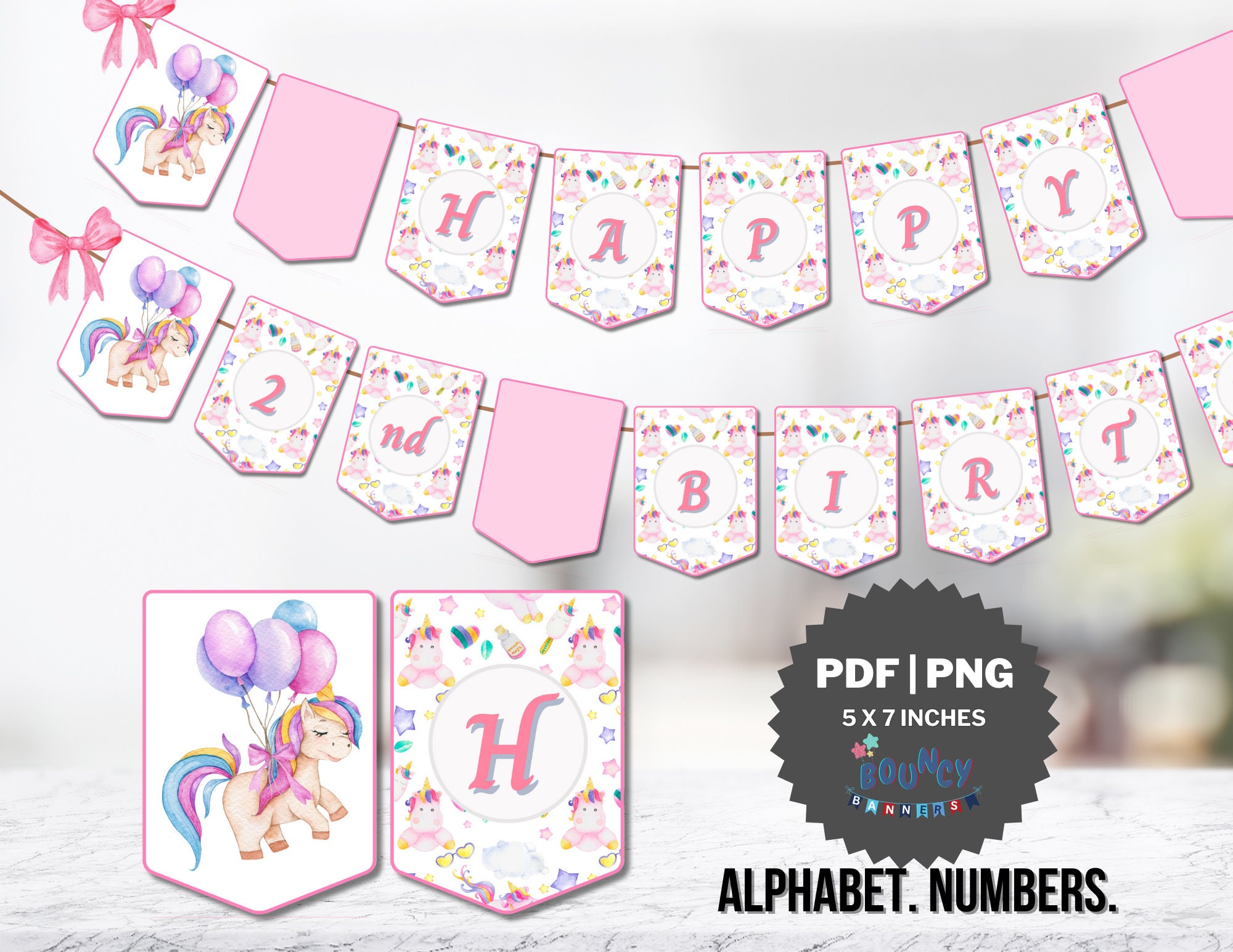 Magical Unicorn Theme Happy Birthday Banner Printable - Etsy