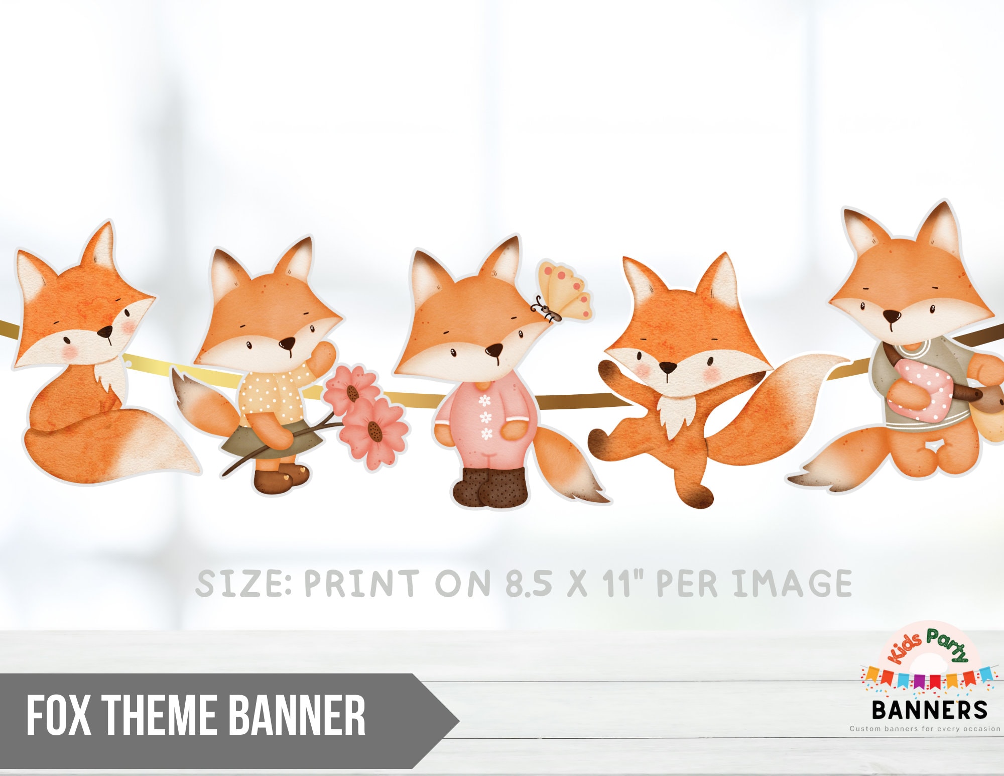 Editable Fox Happy Birthday Wall Banner, Woodland Fox Bunting Party De –  Cute Party Dash