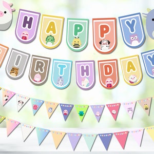 Squishmallows Banner Bundle: Printable PDF and PNG for Custom Kids Room Decor & Party Banners