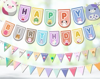 Squishmallows Banner Bundle: Printable PDF and PNG for Custom Kids Room Decor & Party Banners