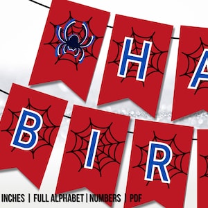 Superhero Birthday Banner | Customizable Superhero Party Decorations | Full Alphabet, Numbers | Printable Instant Download in PDF and PNG