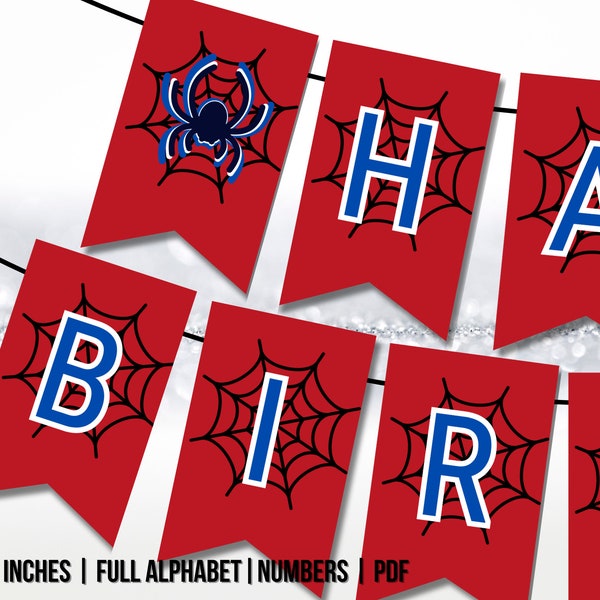 Superhero Birthday Banner | Customizable Superhero Party Decorations | Full Alphabet, Numbers | Printable Instant Download in PDF and PNG