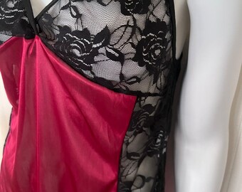 Sexy Red and Black Lace Lingerie Dress Gift for Wife Girlfriend Anniversary  Birthday Babydoll See Through Transparent Nightdress - Etsy