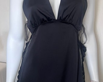French Vintage Black Lace Babydoll Tied Lingerie Dress Gift for Wife Girlfriend anniversary birthday wedding bridal honeymoon teddy Paris