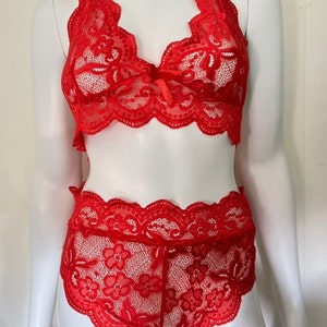 Cherry Red Babydoll 2 Piece Lingerie Set See Through Red Lace Transparent  Sexy Gift for Wife Girlfriend Anniversary Birthday Wedding Bridal - Etsy
