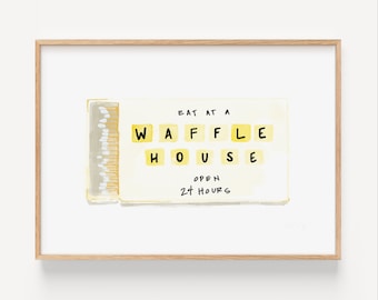 Bar & Kitchen Art Digital Download Matchbook Print - M"Eat" Your Match Waffle House