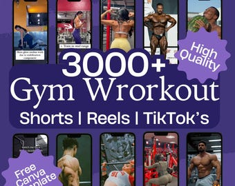 3000+ Gym Workout Video Clips | Social Media Content (Digital Download)