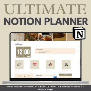 The Ultimate Notion Planner, Notion Template, Notion Planner, Notion Life Planner, Aesthetic Notion Planner, Light and Dark Themes
