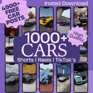 1000+ Sports Car Video Pack + 4900 Free Car Posts | TikTok Videos, Instagram Reels, YouTube Shorts | Viral Videos |PLR .