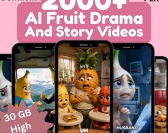 2000+ AI Fruit Drama Reels | AI Animated Story Bundle | TikTok, Instagram & YouTube