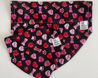 Red & Pink Conversation Hearts - Valentines - Over the Collar Dog Bandana