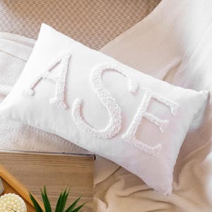 Personalized Monogram Punch Needle Pillow, Monogrammed Embroidered Pillow Case, Wedding Monogram Pillow, New Home Gift,