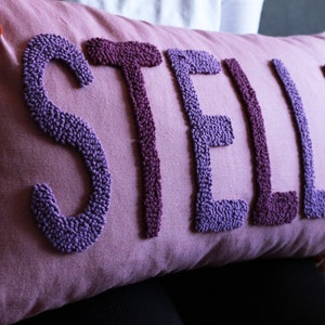 Custom Name Pillow Cover, Punch Needle Pillow, Personalize Pillow, Name Embroidered Pillow Case, Monogram Pillow, Needlepoint Pillow