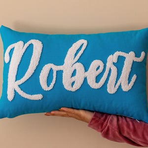 Cuscino con nome personalizzato per neonato, per cameretta dei bambini, con ricamo personalizzato, federa lombare, decorazione per dormitorio, regalo per baby shower.