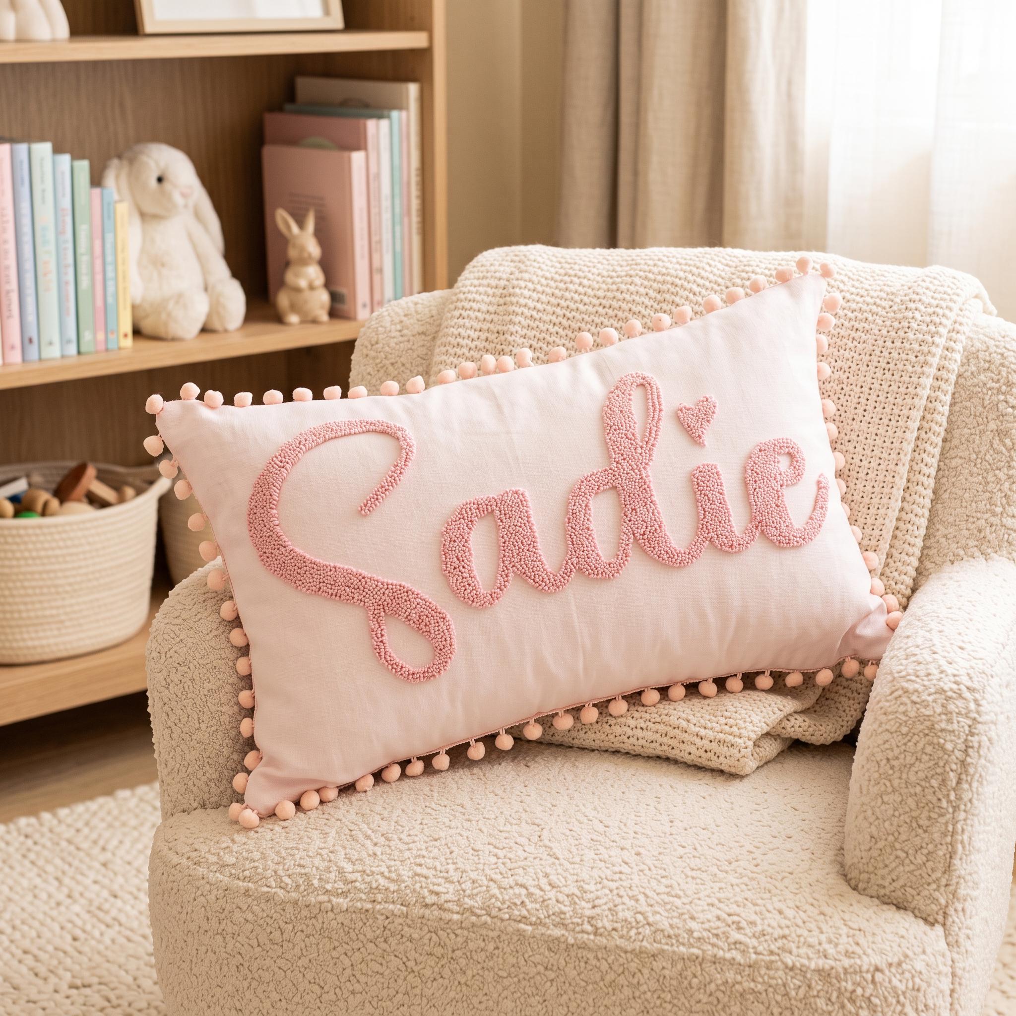 Pom Pom at  Baby 刺繍入りクッション Pompom Pillow - Etsy