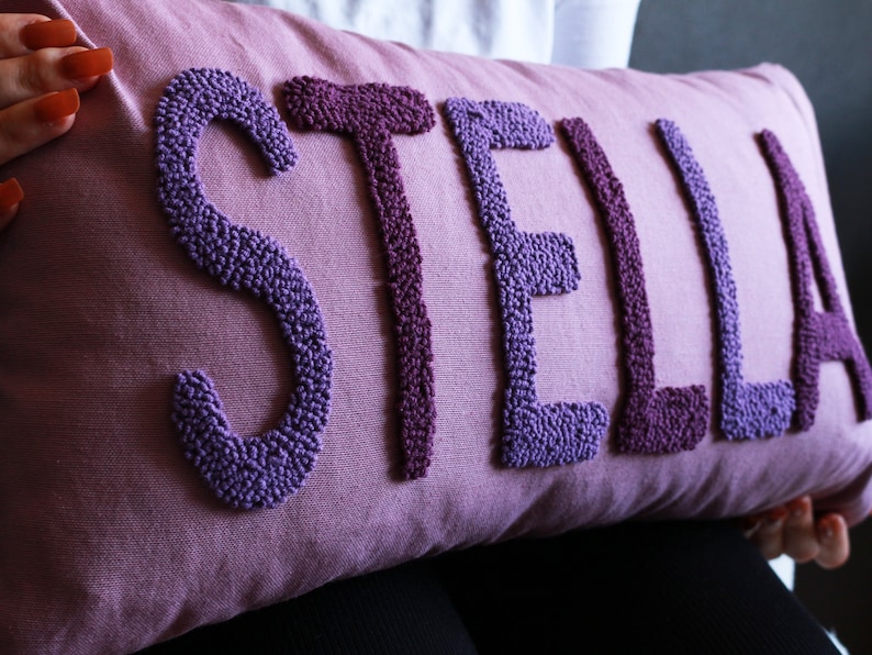 custom name pillow
punch needle pillow
lumbar pillow
embroidered pillow
needlepoint pillow
custom throw pillow
monogram pillow
baby pillow
personalize pillow
tufted pillow
girl name pillow
inital pillow
customize pillow