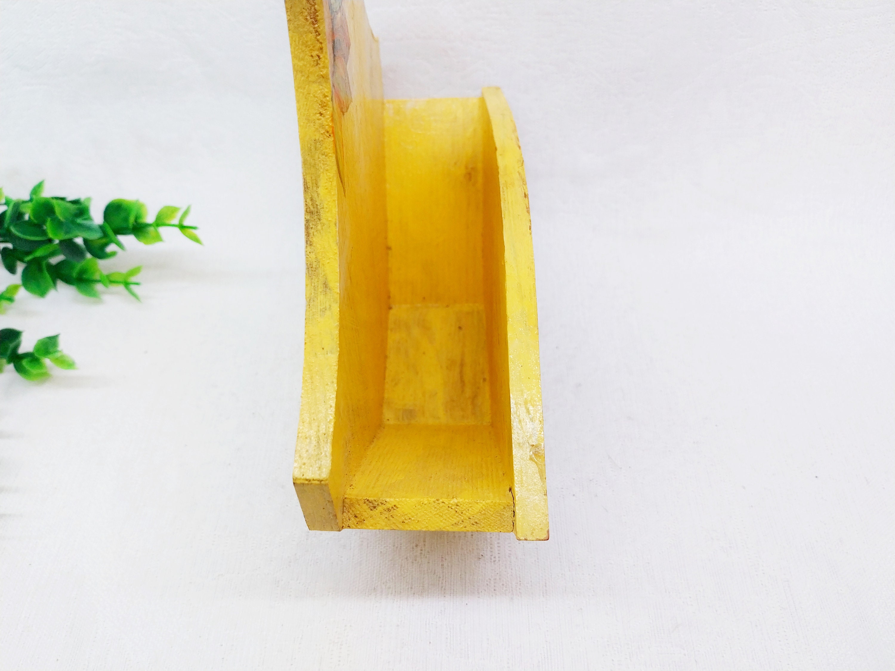 Mid Century Wall Hanging Box Wooden Hand Painted Floral Wall Etsy