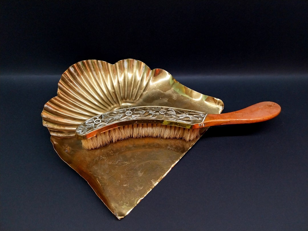 Vintage Antique Dustpan and Brush Brass Engraved Set for Etsy