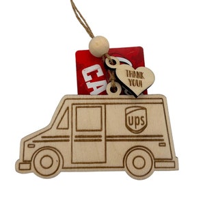 Adorno de camión de entrega de UPS, adorno de agradecimiento del trabajador postal, regalo para cartero/conductor de entrega, United Parcel Service, titular de tarjeta de regalo