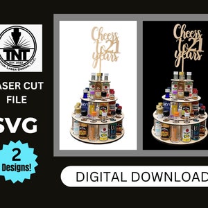 DIGITAL FILE 3 Tier Shot Cake SVG, 21st Birthday Gift, Mini Liquor Bottle Stand, Funny Birthday Gift, Shooter Cake, Milestone Birthday
