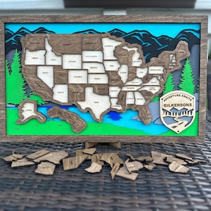 Personalisierte US Reisekarte, US Reisekarte, Reisekarte Tracker, Familienreise Tracker, Reise Home Decor Geschenk für Reisende, Camping, USA
