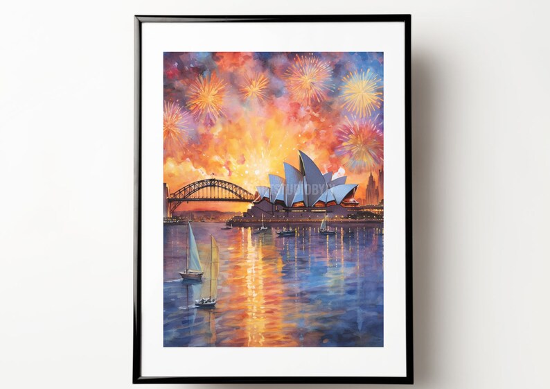 Sydney Australia Watercolor Art Print Australia Poster Etsy