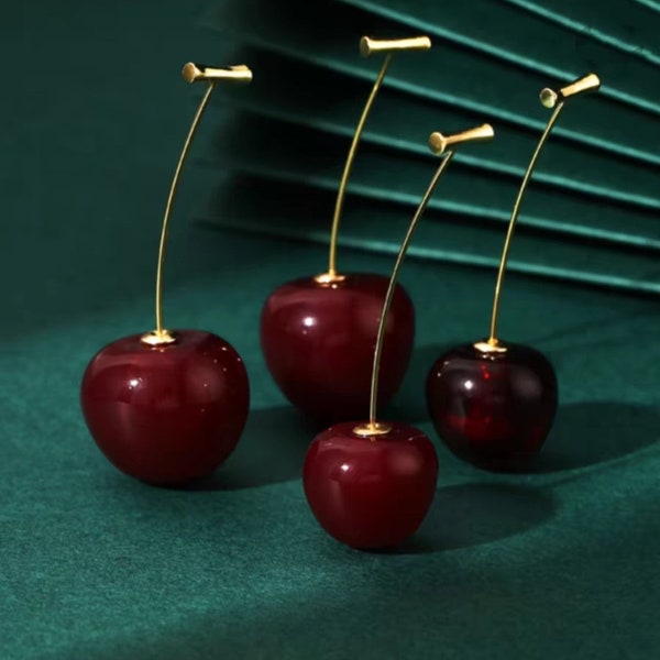 Cherry earrings for women, high-end red cherry 2023 latest niche luxury