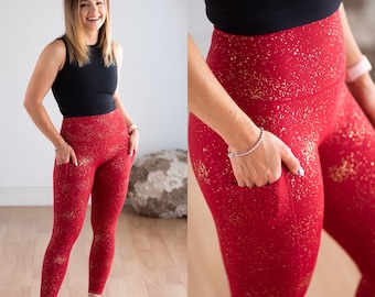 Fire and Gold Slimming Legging Athleisure Wear Leggings High Waist Leggings Pocket Leggings Best Leggings With Pockets