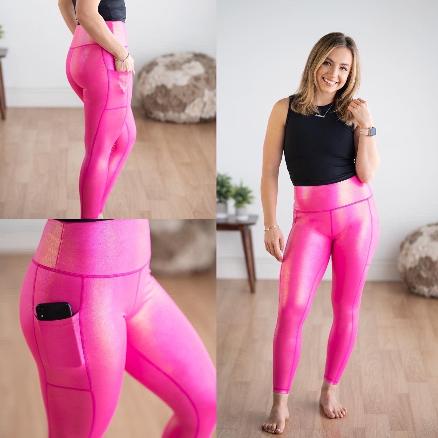 Pink satin clearance leggings