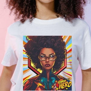 African American Woman Superhero T-shirt, Female Empowerment, Self Love T-shirt, African American Pop Art, Comic Book Tee, Superhero T-shirt