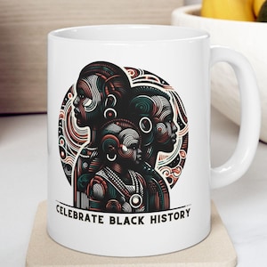 African Tribal Black History Month Mug, Ethnic Heritage Coffee Cup, Afrocentric Gift Idea, Cultural Celebration Tea Cup, African Print Mug