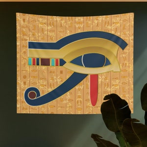 Egyptian Eye of Ra Wall Tapestry, Hieroglyph, Ancient Egyptian Art, Egyptian Wall Art, Eye of Horus, Kemetic, Egyptian Decor, Pyramid Art