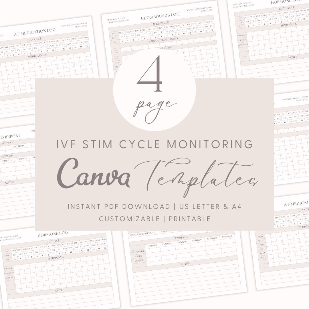 IVF Stim Cycle Monitoring Tracker Printable IVF Planner IVF Medication