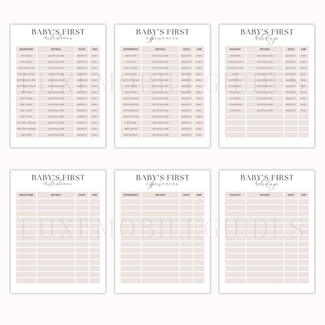 Baby Milestones Tracker Chart | Baby First Year Printable | Editable