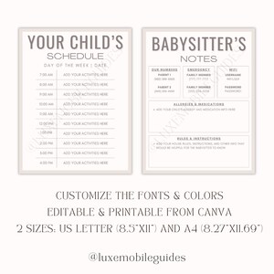 Editable Baby Toddler Schedule Baby Toddler Schedule Canva Template ...
