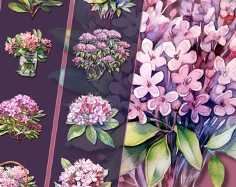 Mountain Laurel Clipart Bundle - High-Resolution PNG Files, Instant Download, Perfect for Personal & Commercial Use, Crafting and Decor