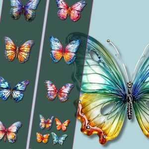 Glas Schmetterling Clipart Sammlung PNG-Dateien, Glas Schmetterling Clipart Sofort-Download, ideal für DIY Handwerk, Dekor und kommerzielle Nutzung