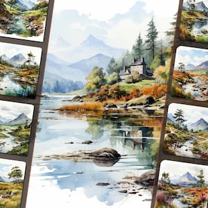 Scottish Highlands Clipart Bundle Arquivos PNG, uso pessoal e comercial - Junk Journal, artesanato em cartão, projetos com tema natural, papel digital
