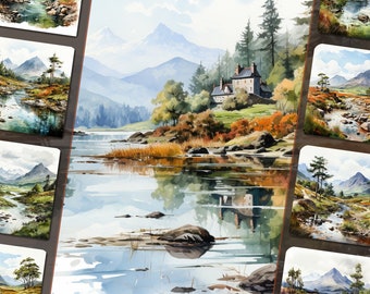 Scottish Highlands Clipart Bundle  PNG Files, Personal and Commercial Use - Junk Journal, Card Crafts, Nature-themed Projects, Digital Paper