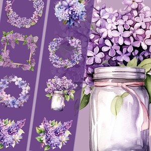 Lilac Clipart in Lovely Lilacs Watercolor Collection Lilac Arrangements in PNG Format Instant Download for Commercial Use