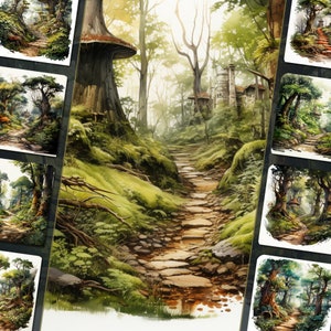 Bundle de cliparts sentier de la forêt enchantée, PNG, pour l'art numérique, le journal indésirable et l'artisanat numérique, des illustrations pour un usage personnel et commercial