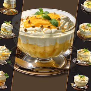 Kesar Elaichi Shrikhand clipartbundel, PNG-indeling, voor artistieke creaties en digitaal ontwerp, persoonlijk en commercieel gebruik, Instant Download