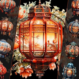Paper Lantern Clipart Bundle - Colorful and Festive Lantern Illustrations, PNG Files, Transparent Background, for Personal & Commercial Use