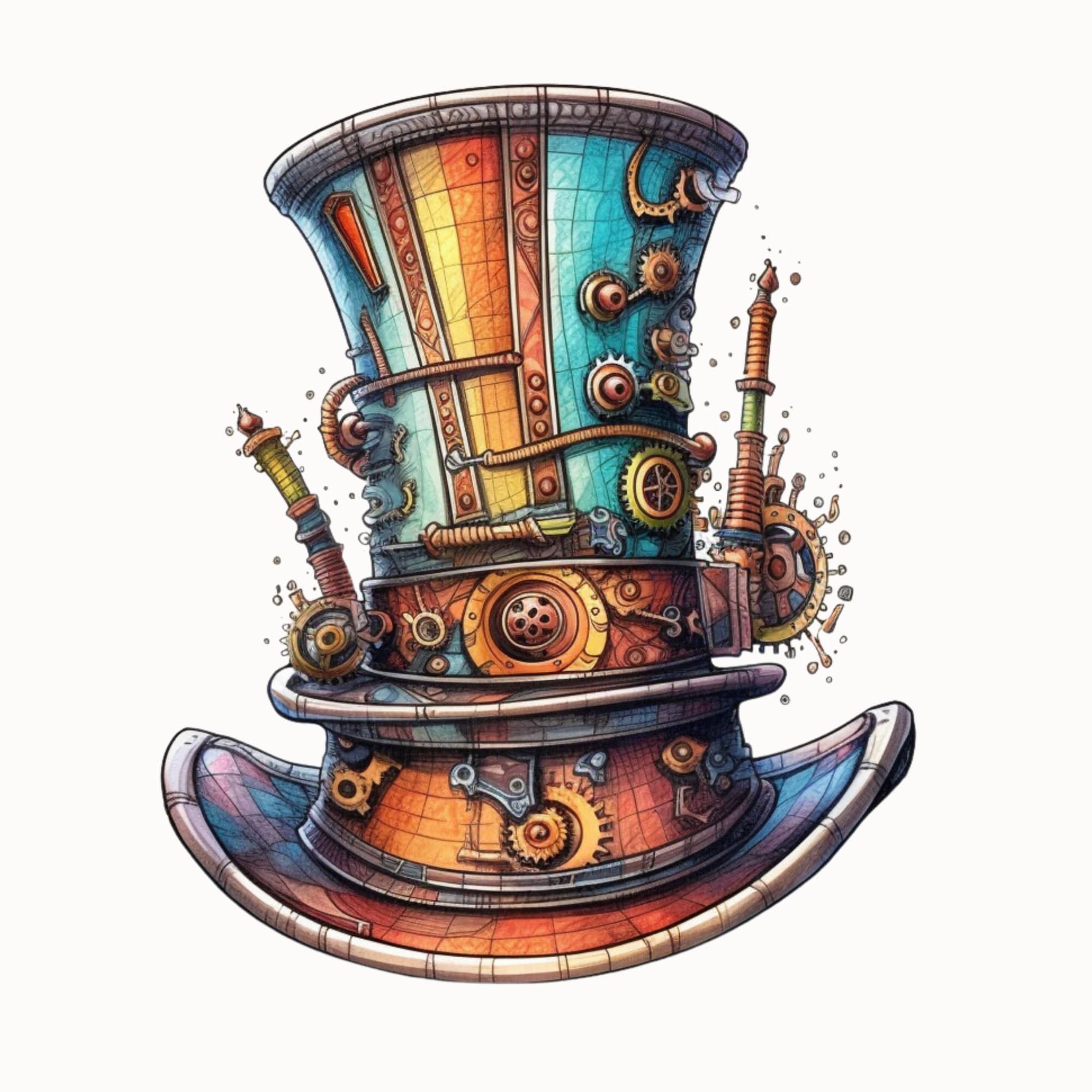 Steampunk Top Hat Clipart Bundle PNG Files Vintage Industrial - Etsy