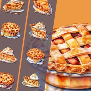 Apple Pie Clipart Collection PNG Graphics, for DIY Projects, Invitations & Food-Themed Decorations, Instant Download - Commercial Use